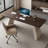 Nut-brown + Beige-white Rectangular Manufactured Wood desk-1587597770