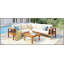 Ensemble de 4 canapés d'extérieur en bois d'acacia, accoudoirs en filet tissé, ensemble de canapé de patio en L avec table basse, ensemble de conversation d'extérieur avec coussins et table d'appoint, aspect couleur teck-872006051