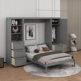 Queen Size Murphy Bed With Drawers And Shelves