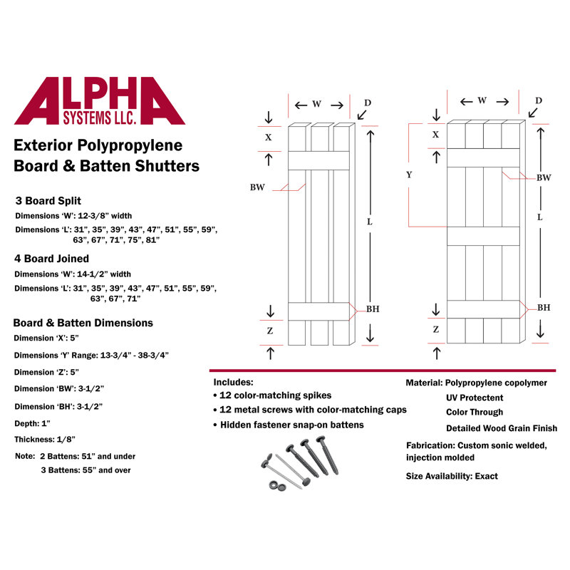 Deux lattes, trois volets ouverts en vinyle, 39 po, Peut être peint