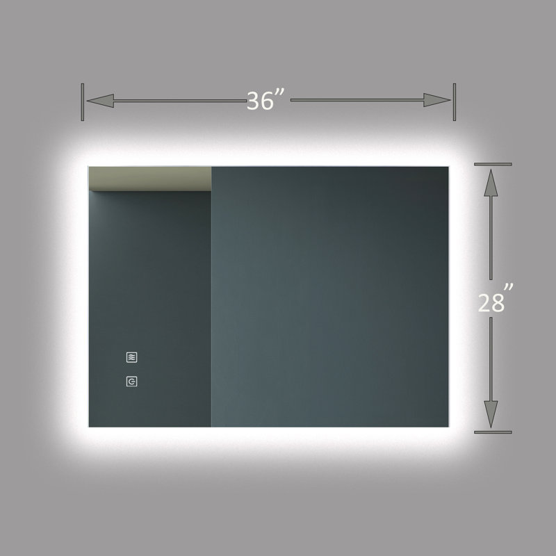 Miroir de meuble-lavabo moderne moderne de 36 po x 28 po avec lumière élevée