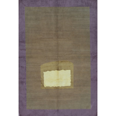 Wool Abstract Area Rug in Plum/Brown