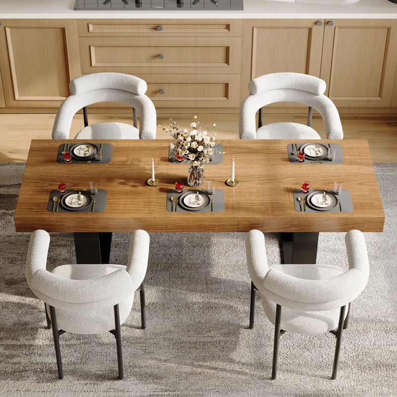 Rectangular Extendable Dining Table, Black, Brown Wood