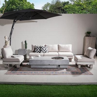 5-Person Aluminum Sectional Seating Group With Cushions