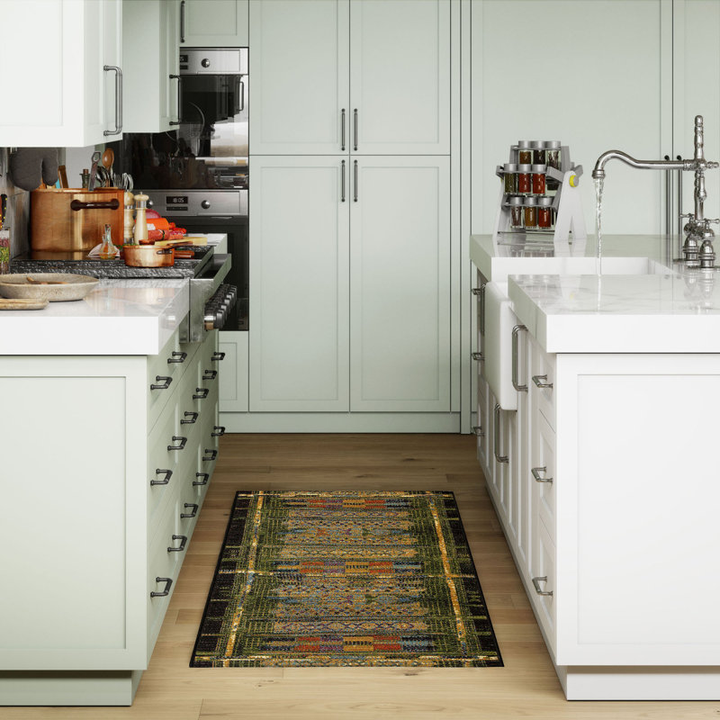 Lakedia Synthetic Non-Skid Kitchen Mat, Rectangle 2'5" x 3'11", Green