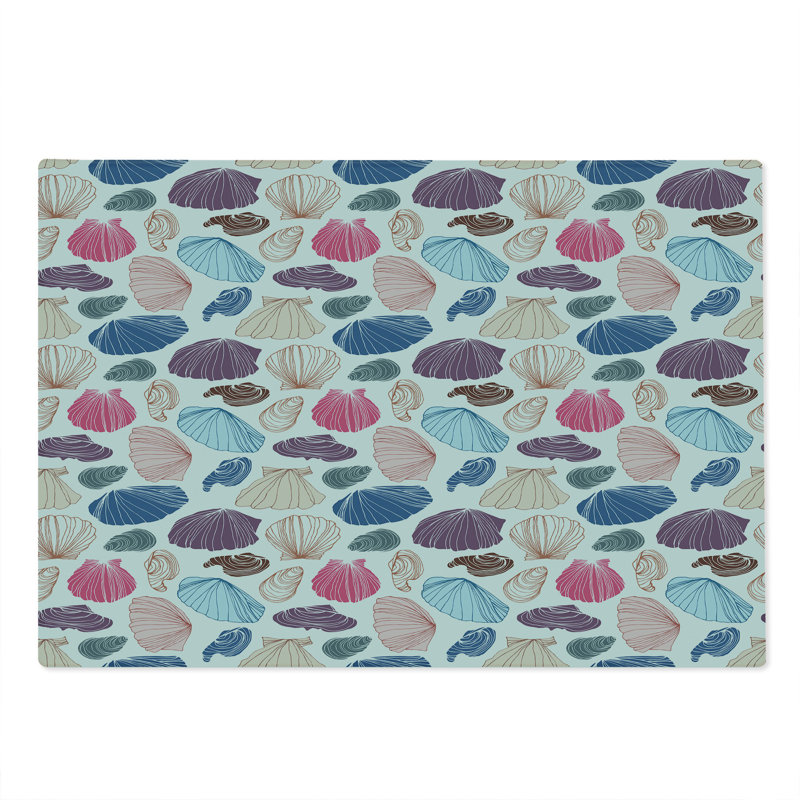 Ambesonne Scallop Cutting Board Large Size Hand Drawn Colorful Shells Multicolor