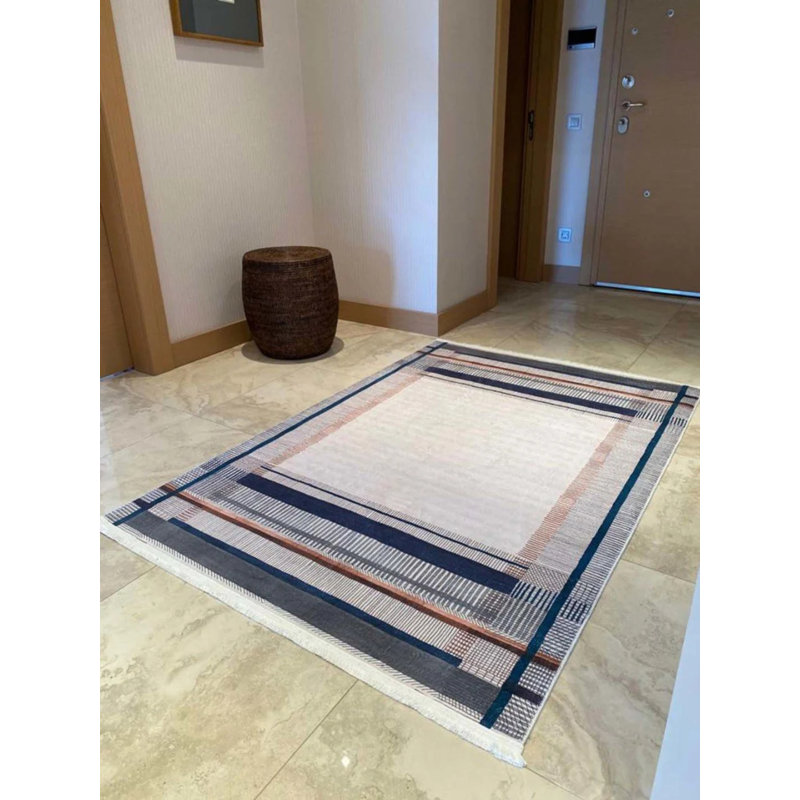 Tapis en coton avec envers antidérapant Lanney, Rectangle 5 pi 11 po x 16 pi 5 po