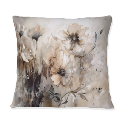 Delicate Warm Floral Impressions - Coussin imprimé floral