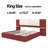 Upholstered Platform Bed with Extended Headboard and Floating Nightstand, Low Profile Bed Frame without Footboard, Red Beige, King-1402698540-1402698541