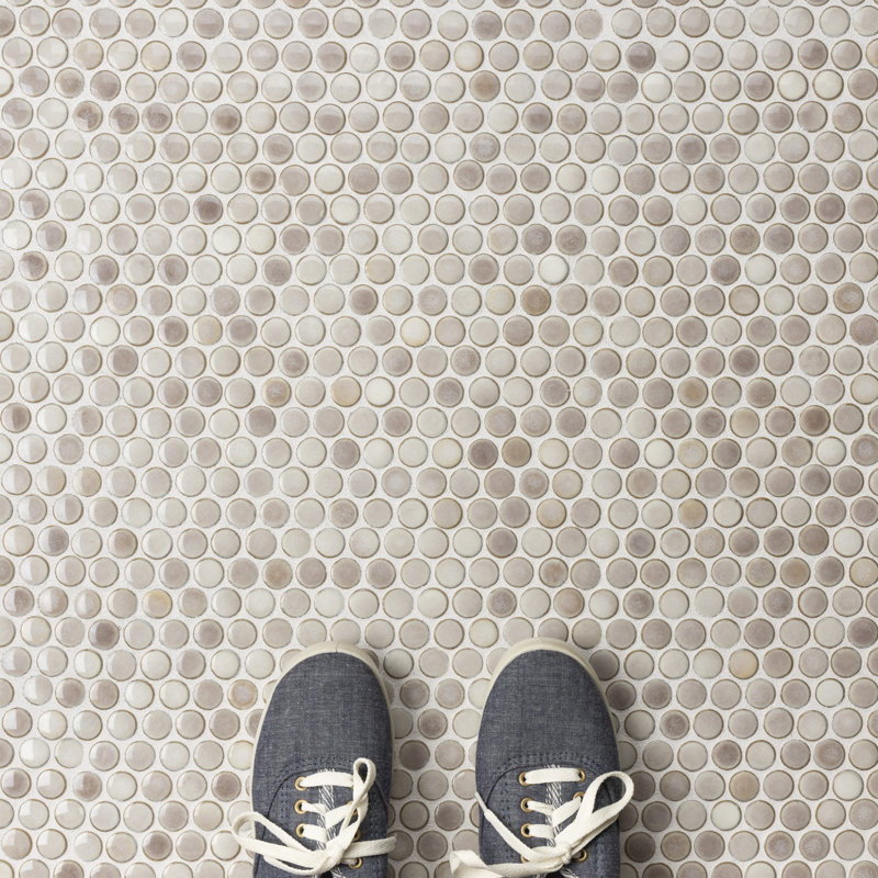 Hudson Penny Round .80" x .80" Porcelain Penny Round Mosaic Wall & Floor Tile, Dove Gray