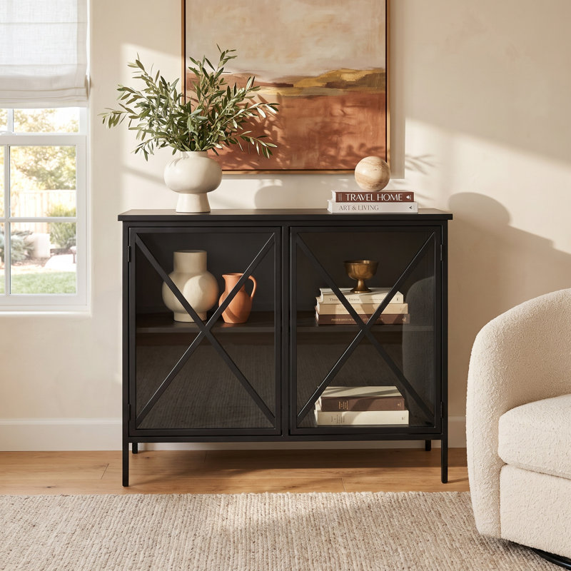 Diego 2-Door Iron Accent Cabinet