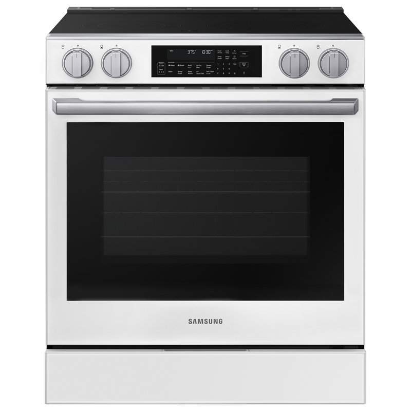 Bespoke 6.3 cu. ft. Smart Slide-In Electric Range with Illuminated Precision Knobs in White Glass, White