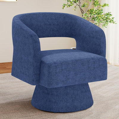 Swivel Barrel Accent Chair,oversized Teddy Upholstered Round Swivel Chair,modern Luxury 360 Degree Living Room Vanity Chair For Bedroom Office,blue