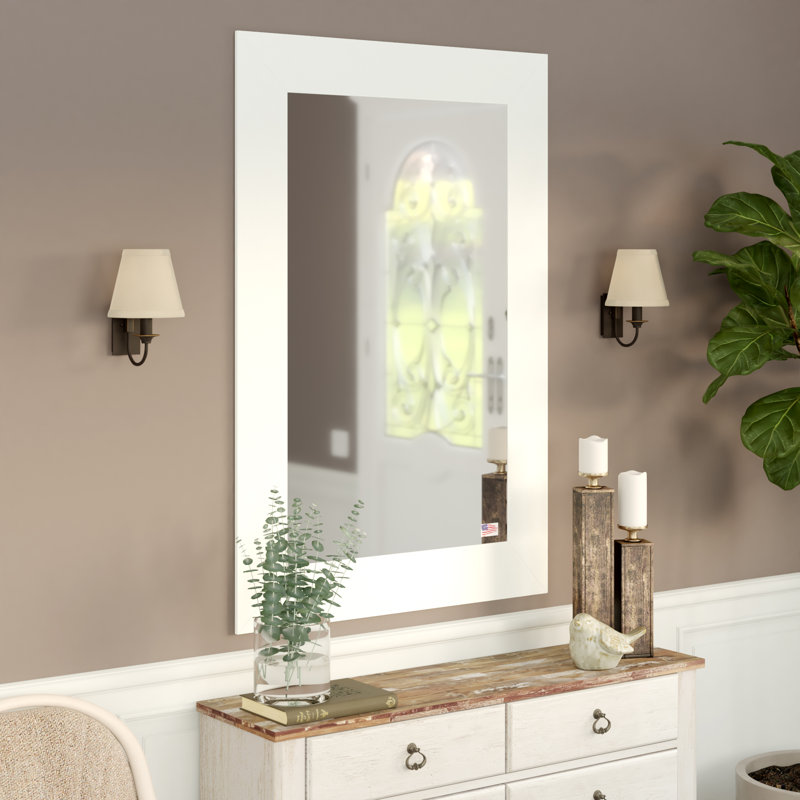 Dematteo Flat Wall Mirror, Black, 32.5" H x 55.5" W