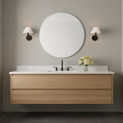 Luminaire de salle de bain Lansvale Sean Lavin Courson avec abat-jour en lin blanc