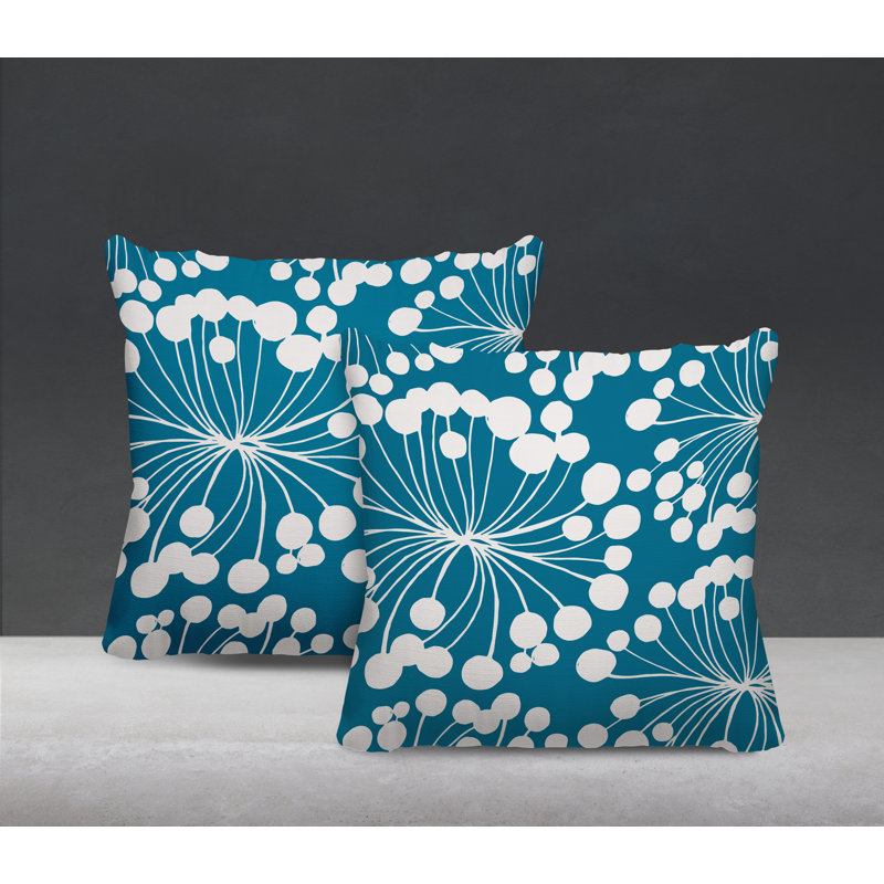 Housse et insert de coussin décoratif intérieur / extérieur en mélange de polyester, L 19 po x H 19 po, Turquoise