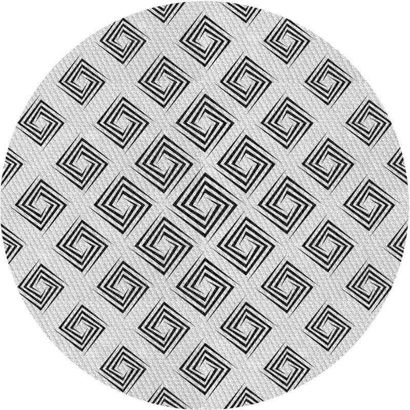 Tapis noir/blanc cassé à motifs, Rond 6 pi