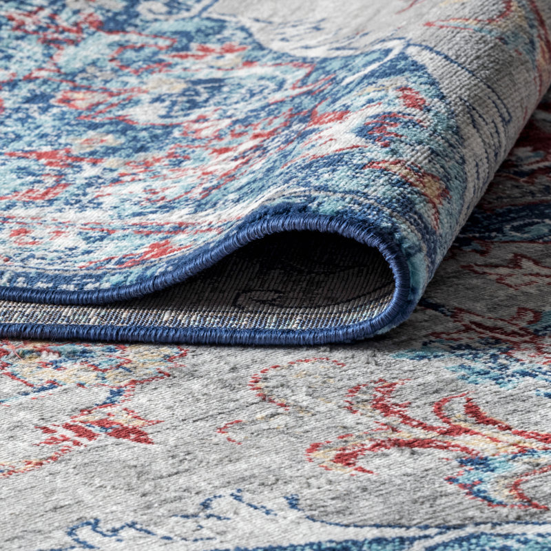 Tapis rouge / bleu marine Blakeley, Rectangle de 3 pi x 5 pi