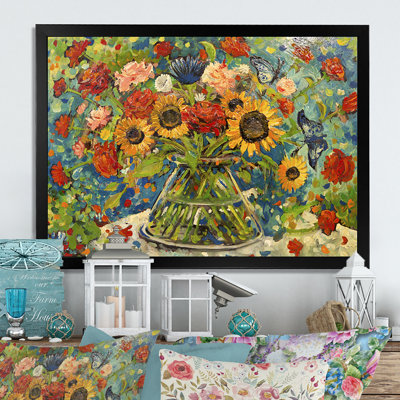 Bright Bright Sunflowers - Peinture sur toile encadrée