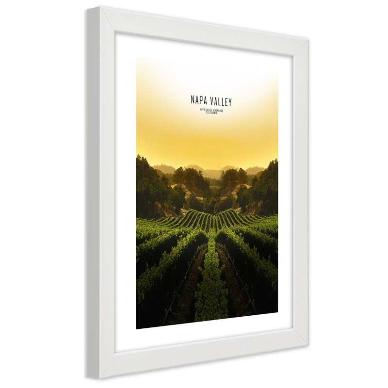 Napa Valley Landscape - Single Picture Frame Print, 100cm H x 70cm W, White