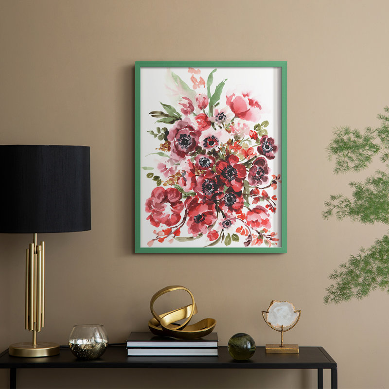 «Islandais Poppies II», reproduction encadrée - bois massif, H 30 po x l 24 po, Vert