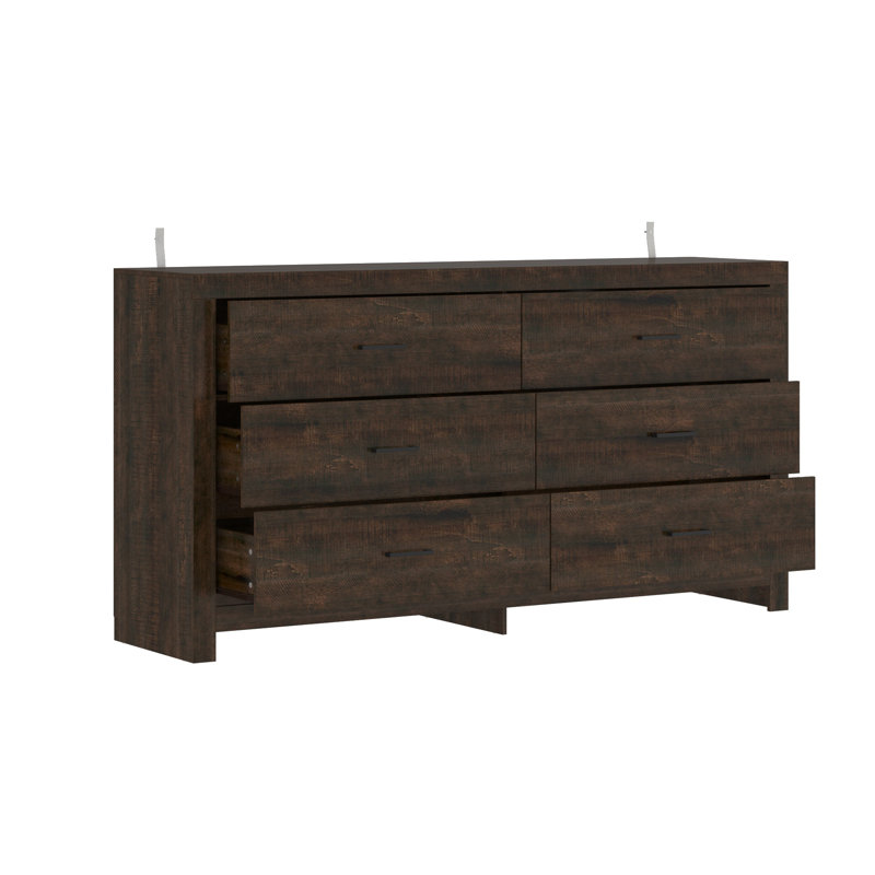 63'' W 6-Drawer Elegant Dresser, Brown