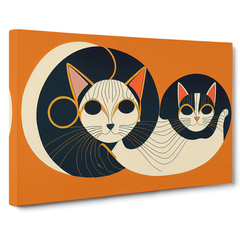 Deco Cats Vol.2 - Wrapped Canvas Print, 35cm H x 50cm W x 3cm D