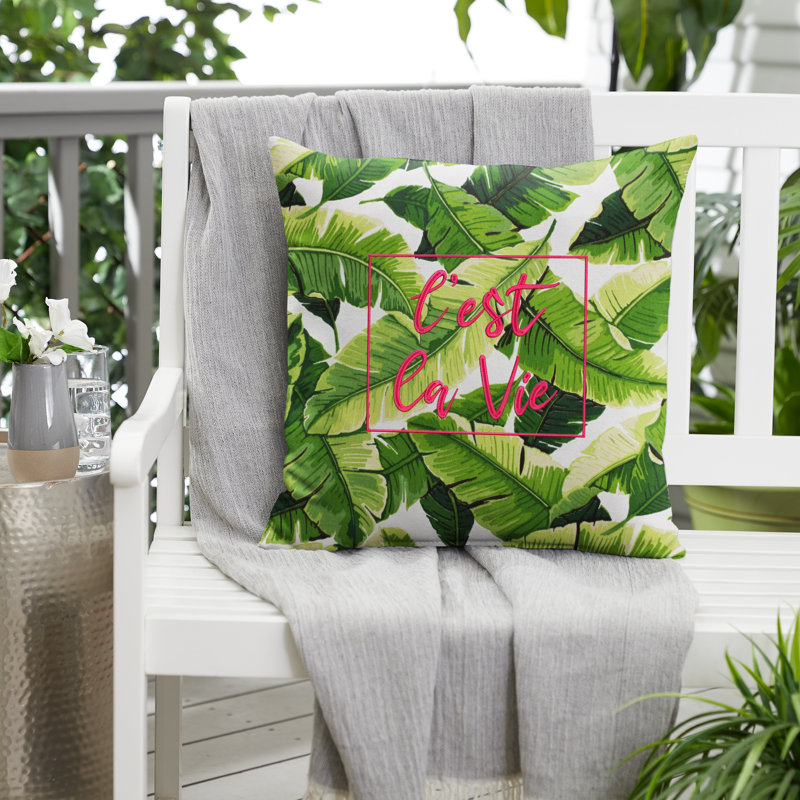 Embroidered Outdoor Throw Pillow