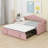 Twin Size Upholstered Day Bed Frame – Adjustable Pop Up Trundle, USB/Type-C Charging Port, 2 Side Pockets, No Box-Spring Required-1826230390