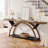 2-Tier Console Table, 70.86" Entryway Table with Half Moon Frame-1428235077