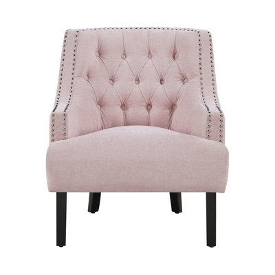 Chaise d'appoint moderne et contemporaine Bania 28 po avec revêtement en tissu texturé, dossier capitonné, garniture cloutée