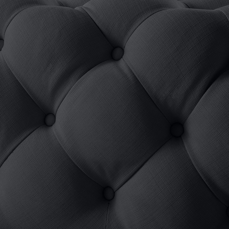 Madeline 33" Rolling Tufted Cocktail Ottoman, Linen  Black 