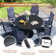 Patio dining set with 53" Round Dining Table and 6 Textilene Swivel Chairs
