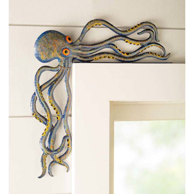 Handcrafted Reclaimed Metal Octopus Door and Shelf Crawler