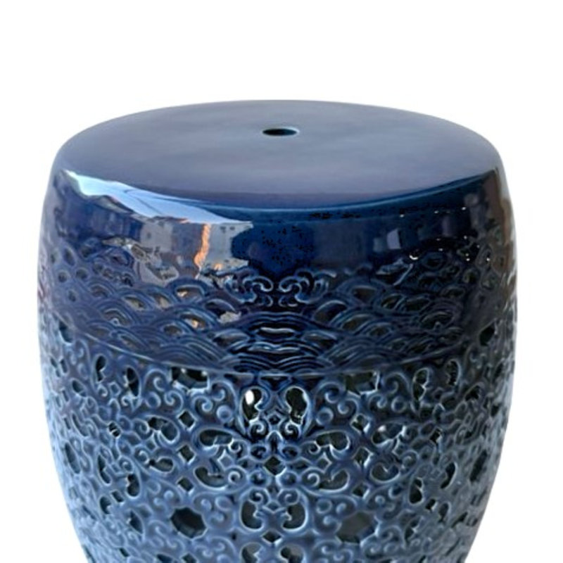 Tabouret de jardin en céramique Burtine, Bleu