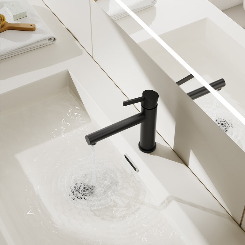 NO Single-Hole Single-handle Bathroom Faucet with Drain Assembly, Matte Black