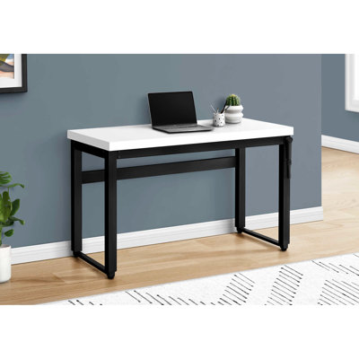 Bureau réglable pour le rangement de documents Home Office - 48 po l, stratifié blanc, métal noir, 48 po