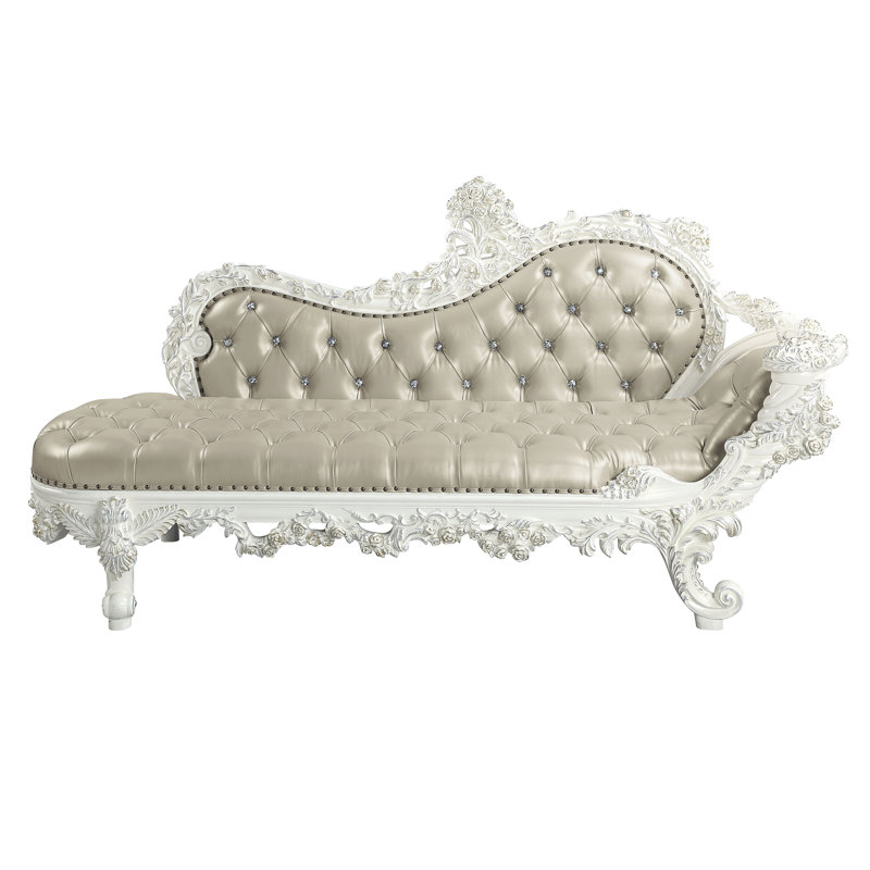 Banc ACME Vanaheim, cuir synthétique beige et finition blanc antique