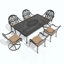 Ensemble de salle à manger 7 pièces en aluminium coulé toutes saisons comprenant 2 chaises pivotantes, 4 chaises et une table rectangulaire avec cadre
