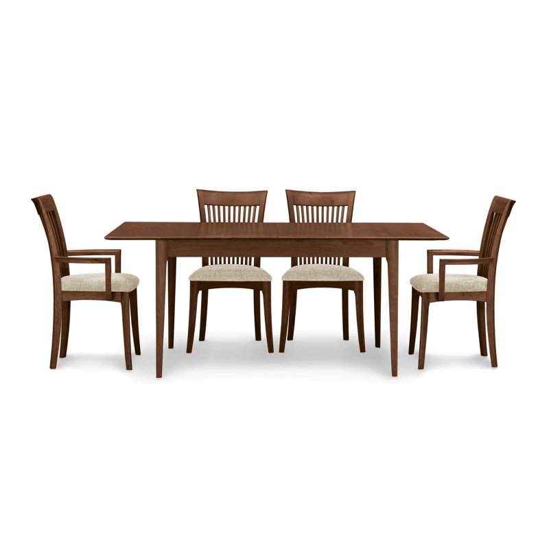 Sarah 4 - Person Solid Wood Top Four Leg Dining Set, Saddle Cherry, 30" H x 60" W x 40" D, Hemp Fabric