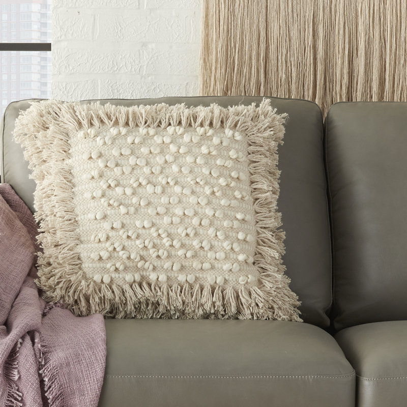 Fringed Cotton Throw Pillow
