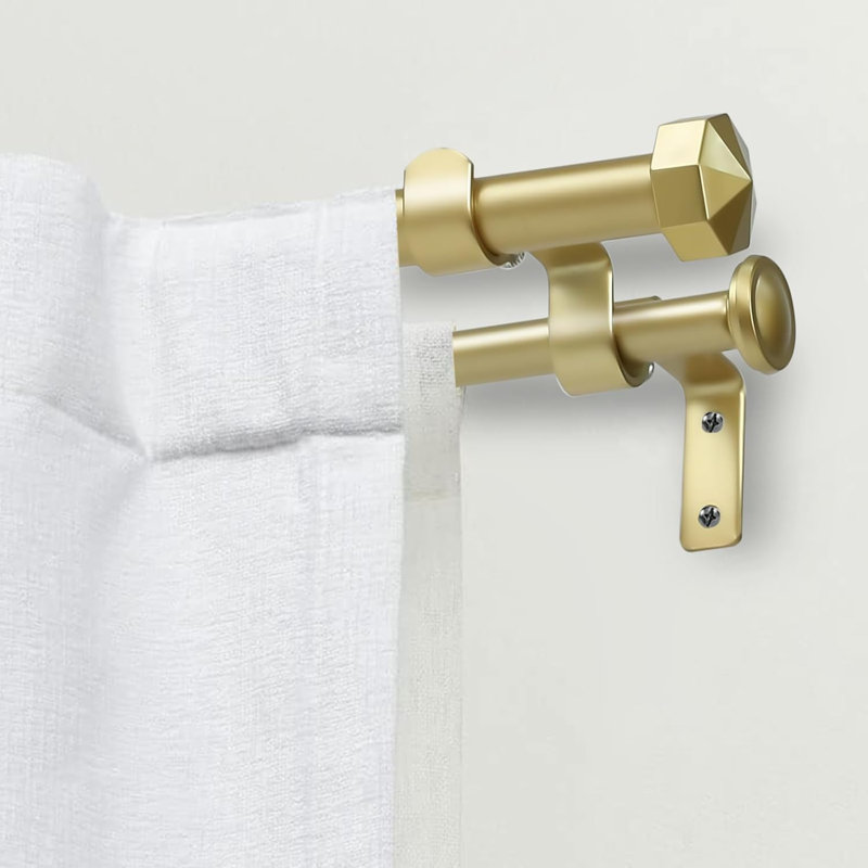 Tringle à rideaux double réglable de 5/8 po de diamètre avec faiteaux octogonaux, , 84" – 120", Doré
