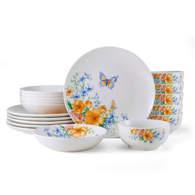 Anna 18-Piece Porcelain Dinnerware Set-Service For 6.