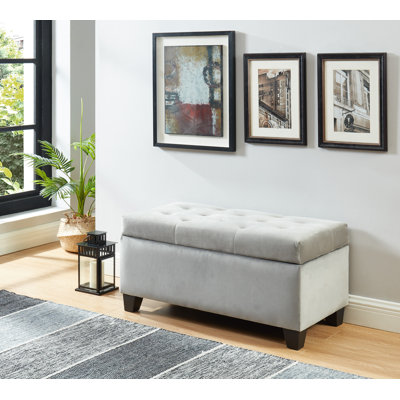 Repose-pieds de rangement rectangulaire en velours 35,5 po Carmelita