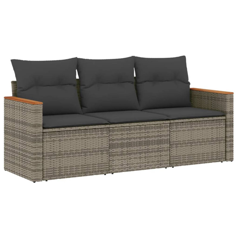 Vidaxl Garden Sofa Set PE Rattan Powder-Coated Steel Polyester