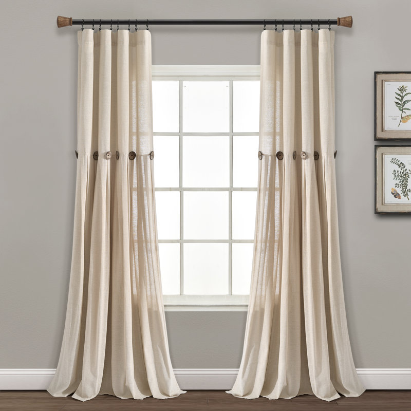 Beckham Semi Sheer Curtain Single Panel, 40"W x 95"L, Dark Linen