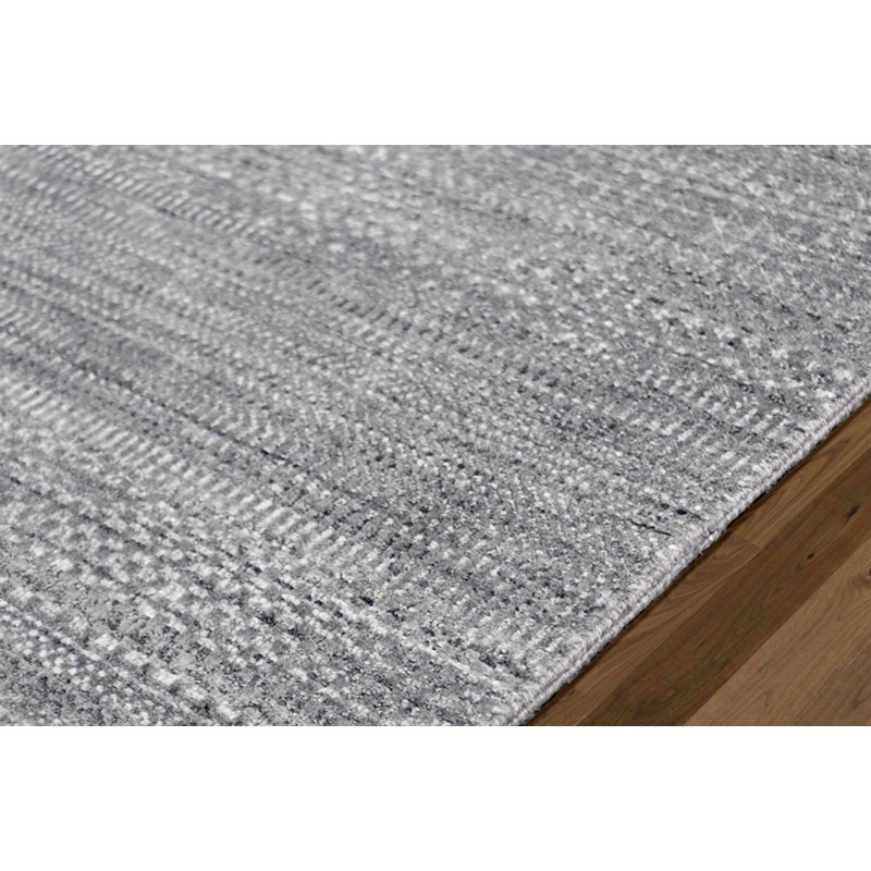 Hand Knotted Wool Area Rug in Black, Rectangle 9'11'' X 13'11'', Gray
