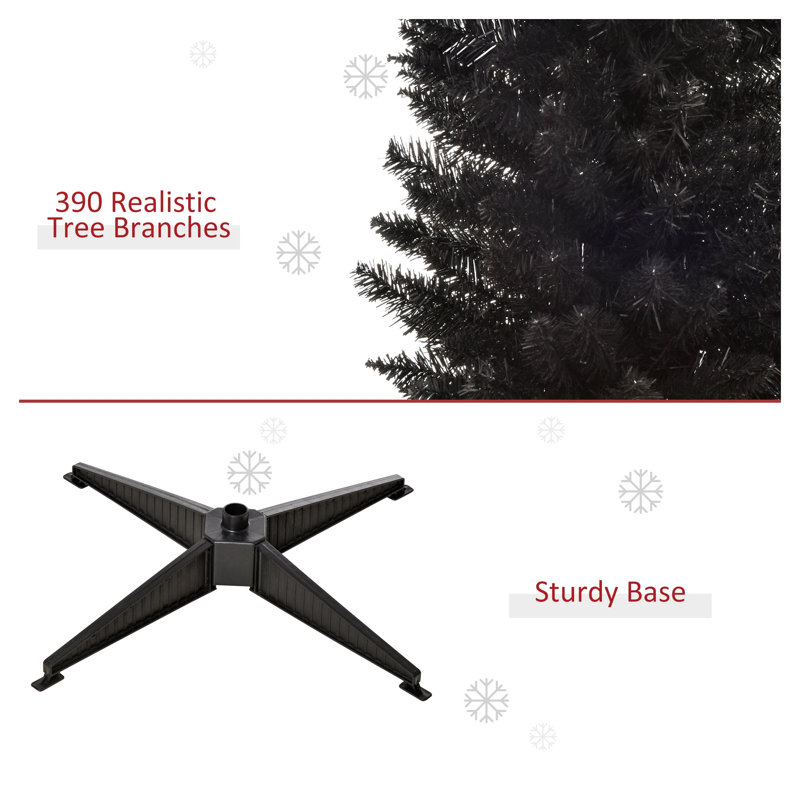 Arbre de Noël artificiel 6 pi avec 390 branches et support en plastique HOMcom - noir