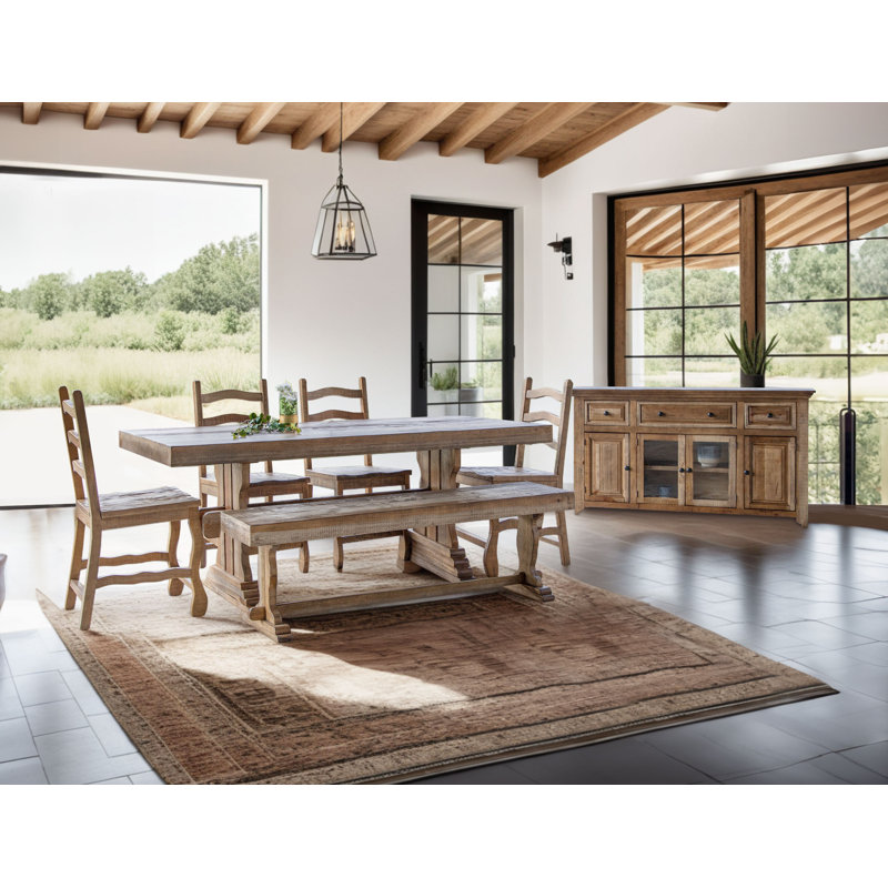 Rustic Brown Wood Rectangular Counter Height Table
