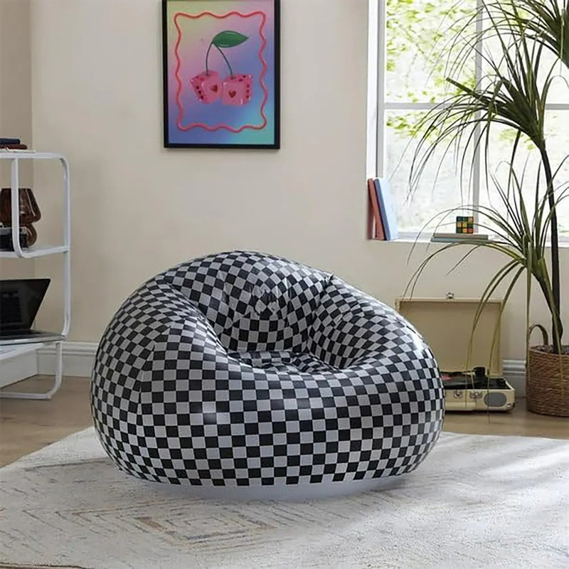  Fauteuil gonflable à carreaux rétro, Noir